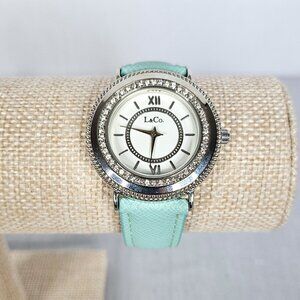 L & CO. Seafoam Green and Rhinestone Women's Watch, NWOT